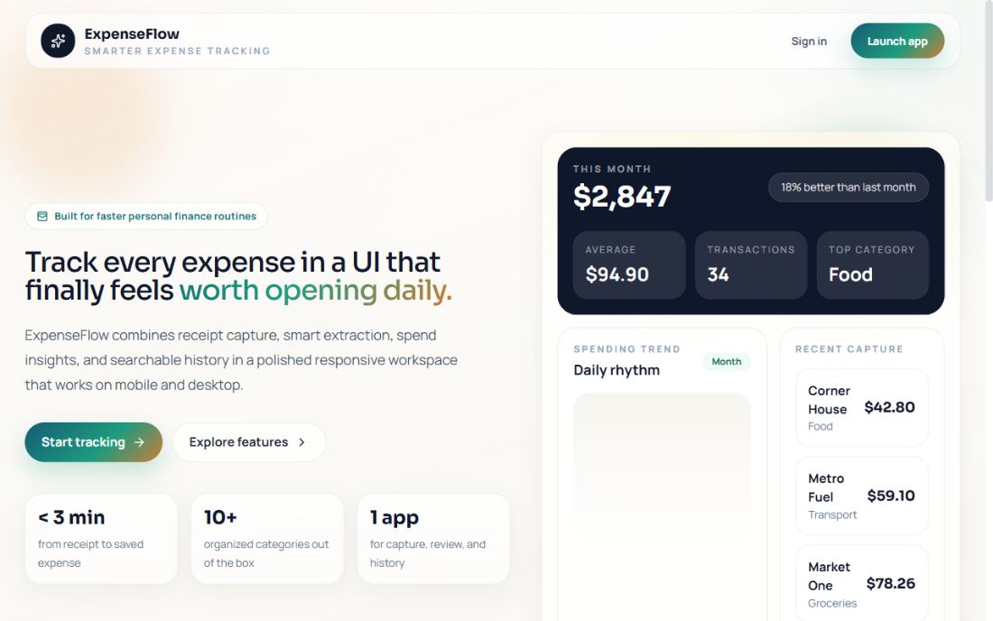 ExpenseFlow — AI expense tracker